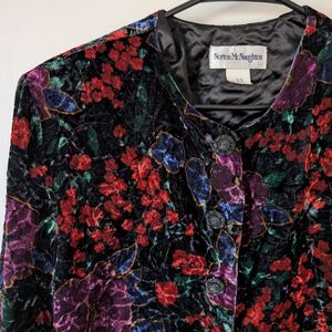 Norton McNaughton Women's Floral Velvet Jacket - Black, Red, Purple